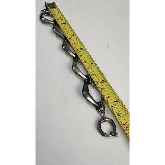 Vintage Turkey DGS Sterling Silver 925 Oval Link Chunky Bracelet 8" - Picture 4 of 5